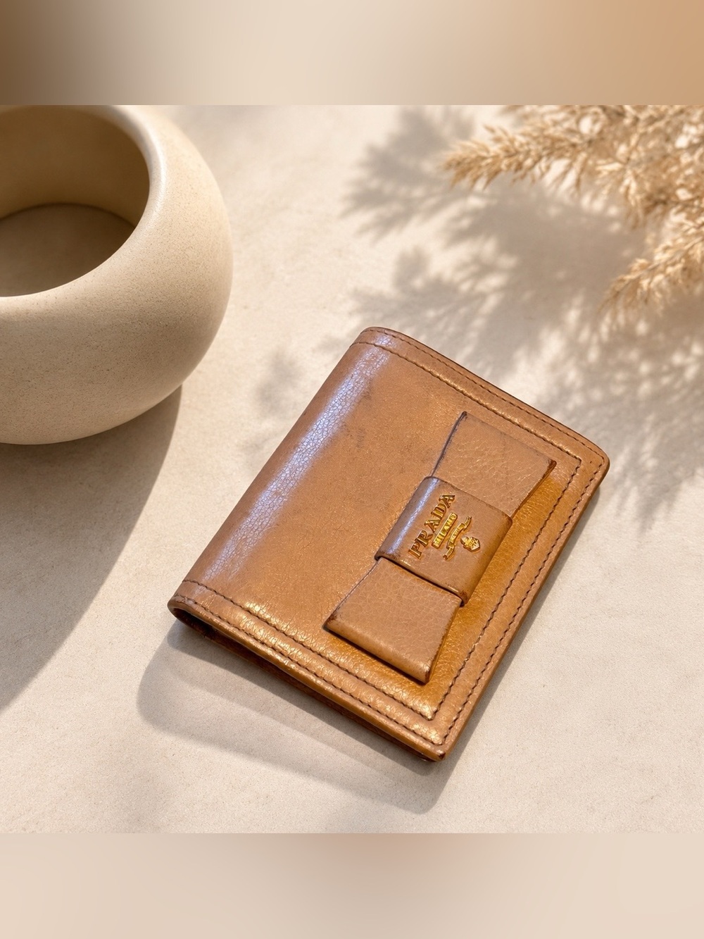 Prada bow beige wallet